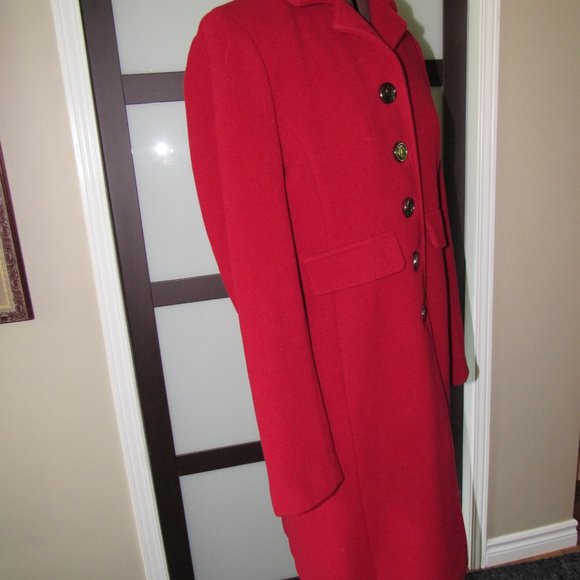 CALVIN KLEIN RED WOOL BLEND COAT SIZE 6 - Picture 5 of 8